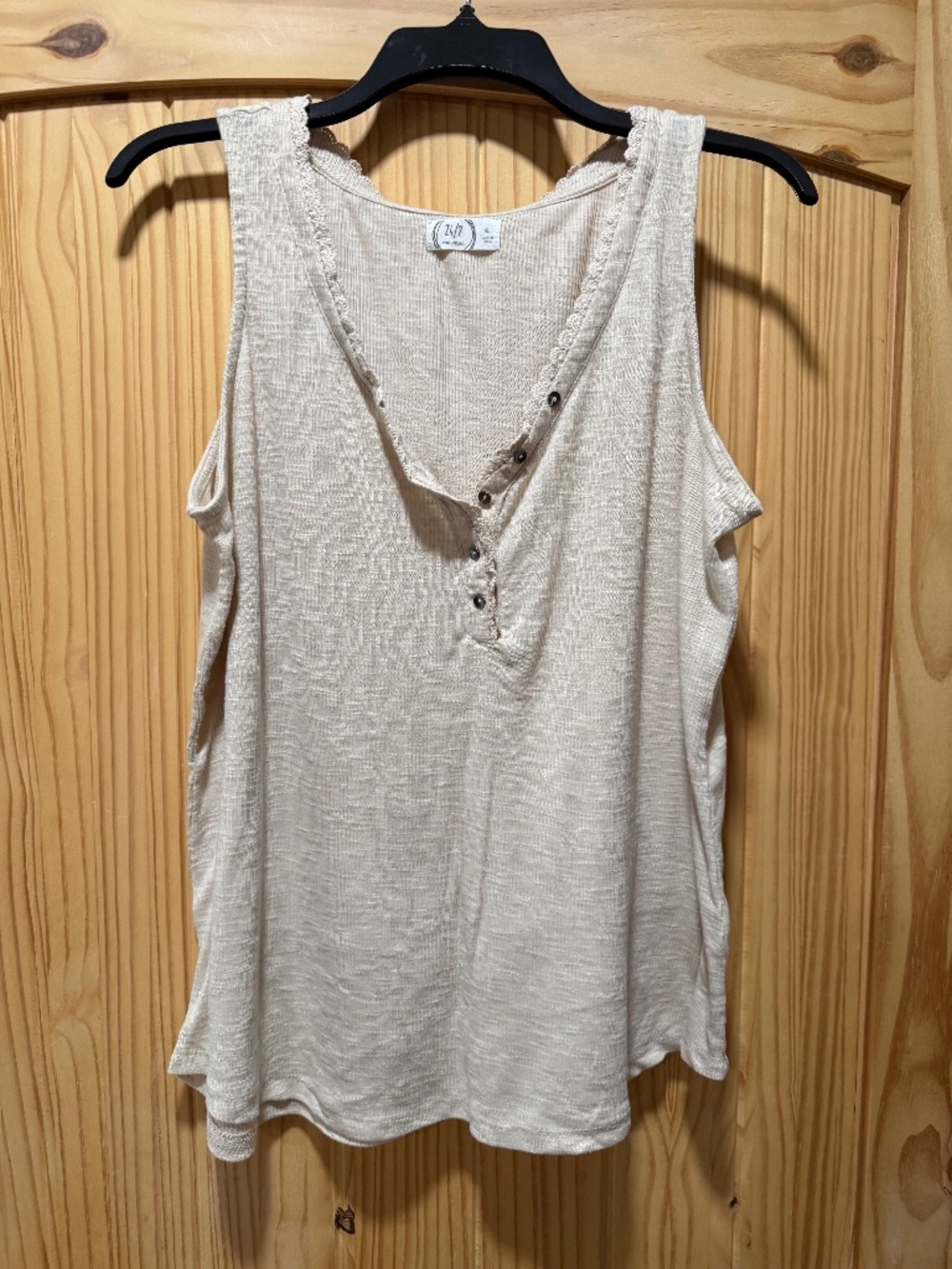 24/7 Henley ribbed button tank top